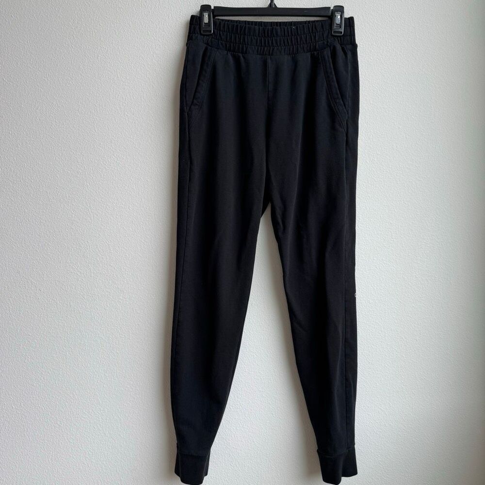 Alo Women Sweatpant Medium? Black Drawstring Waist Modal Athleisure Jogger Logo